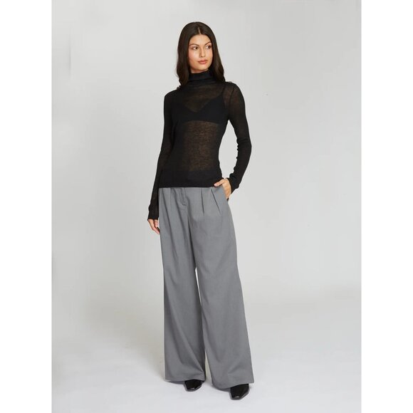 Autumn Cashmere Second Skin Sheer Mock Sweater in Black Medium New Knit Top - Picture 11 of 13